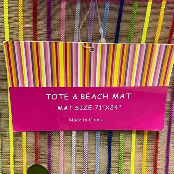 NWT Striped Beach Tote with Hot Pink Trim {flawed} - Picture 2 of 8